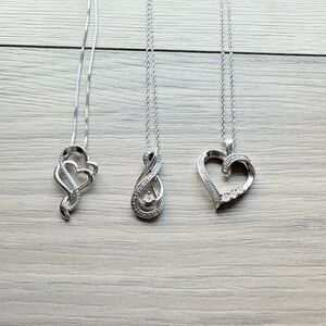 Kay Jewelers Elegant Silver Hearts and Infinity Pendant Necklace Set